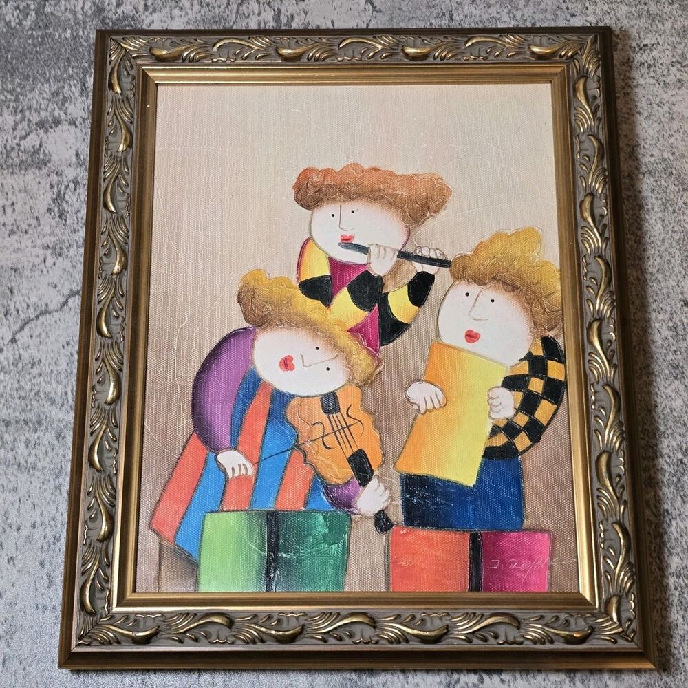 Joyce Roybal, String Trio, Oil on Canvas, signed lower right 10" X 12" Musicians